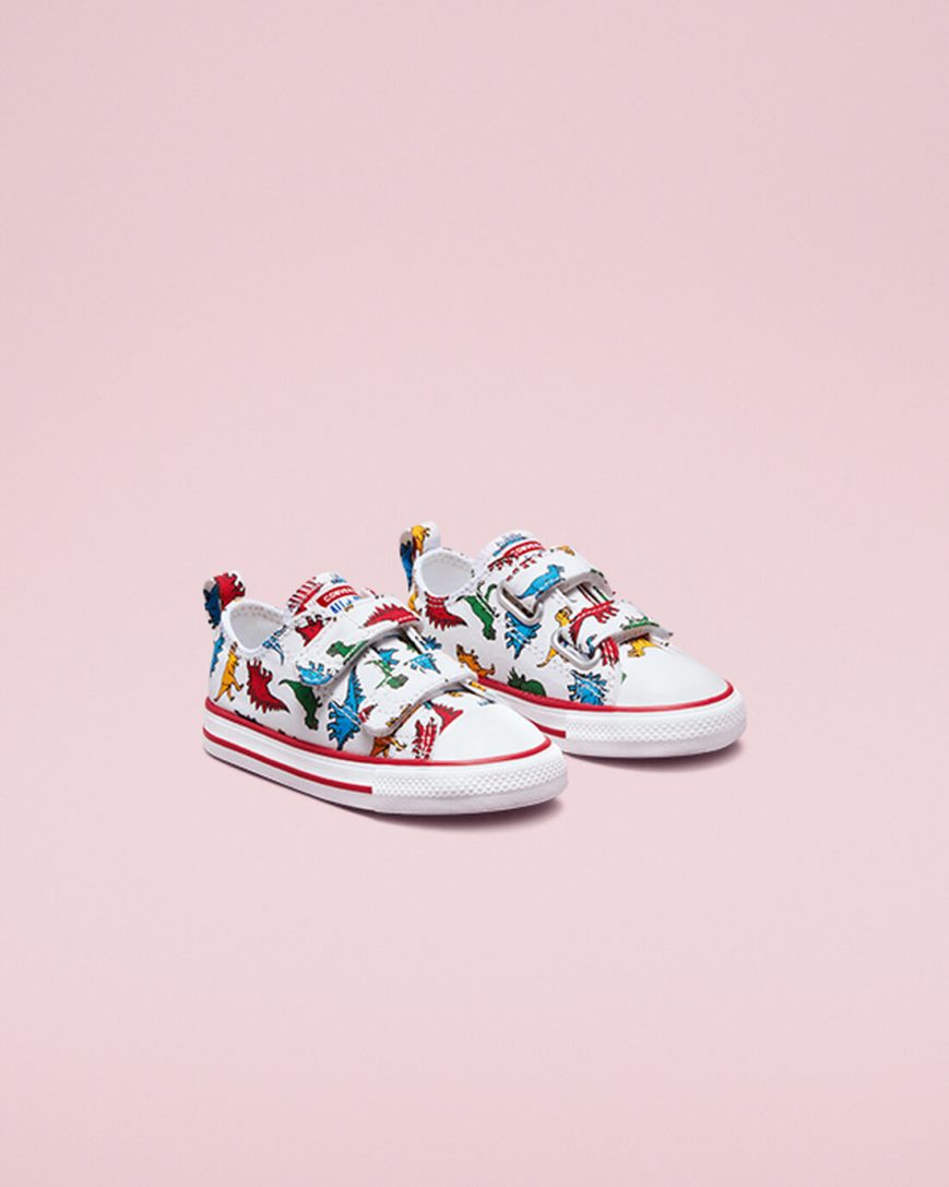 Girls' Converse Chuck Taylor All Star Easy-On Dinosaurs Low Top Shoes White / Red / Blue | AU 3541EG